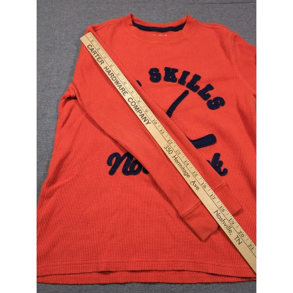 GAP Kids Orange Black All Skills Not Luck Hockey Sweater Long Sleeve Size M (8)‎